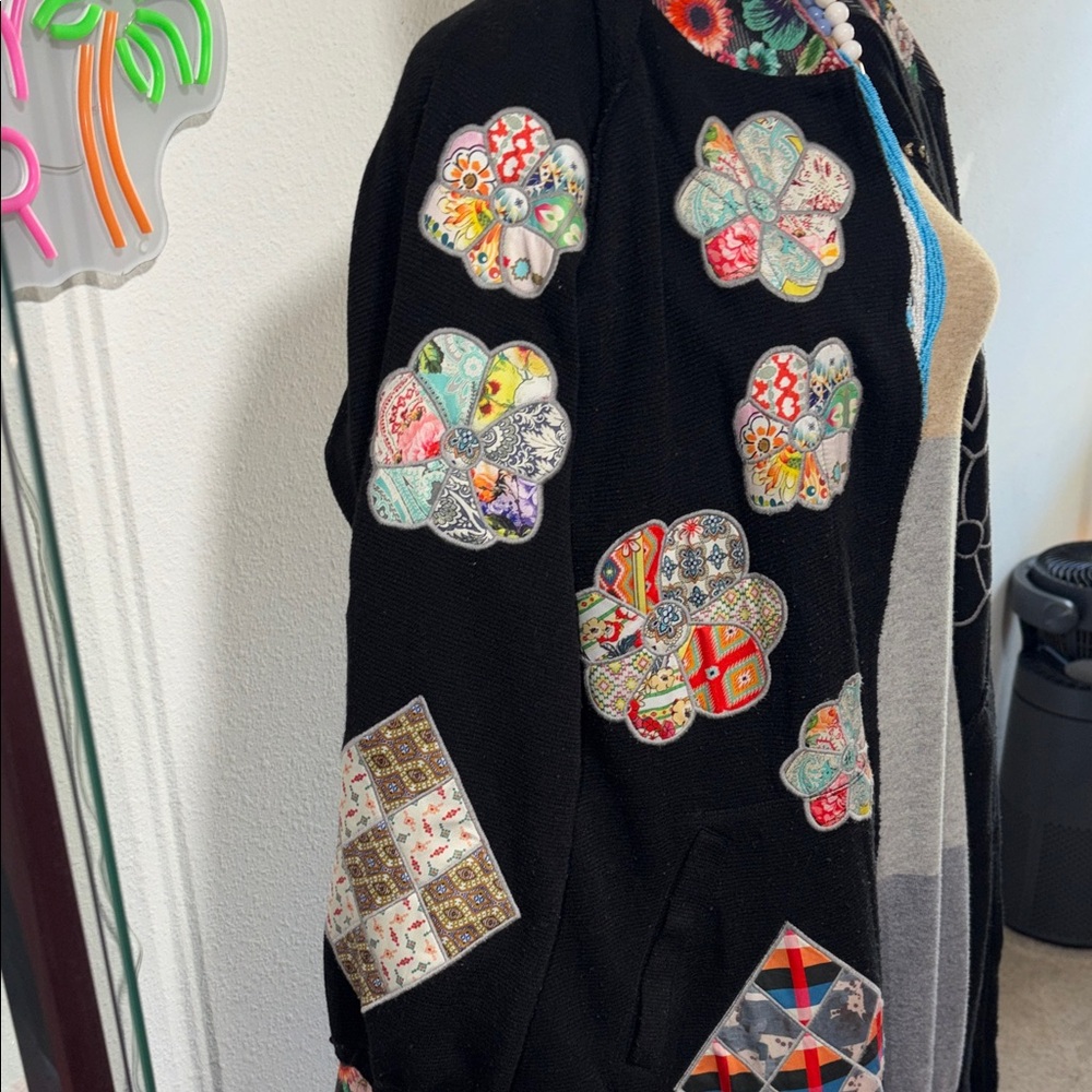 Johnny Was Floral Patchwork Black Jacket - image 9